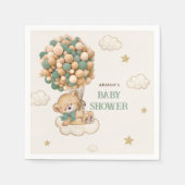 Ballonnen Boho Teddy Bear Baby shower Beige Groen Servet (Voorkant)