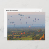 Ballonnen boven Bagan, Briefkaart Myanmar (Voorkant / Achterkant)