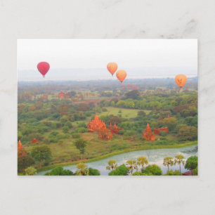 Ballonnen boven Bagan, Briefkaart Myanmar