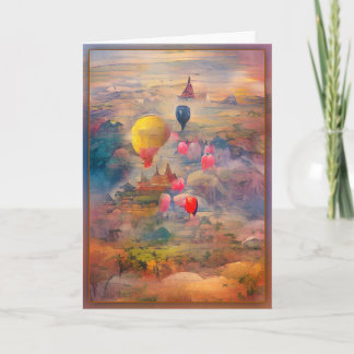 Ballonnen boven Bagan Notitiekaartje