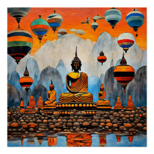 Ballonnen boven de Himalaya Perfect Poster