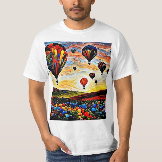 Ballonnen boven het landschap 2 t-shirt (Voorkant)