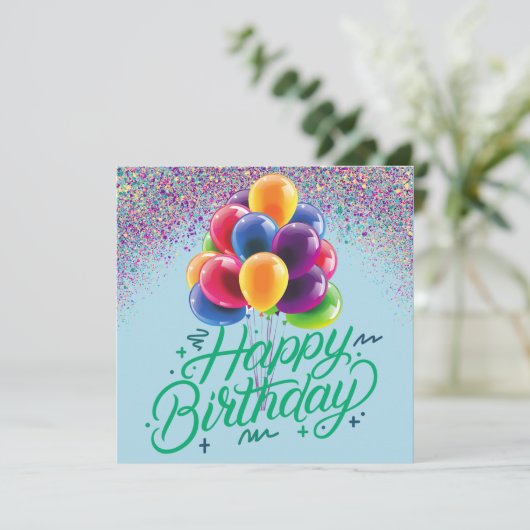 Ballonnen & Confetti Kaart (Staand voorkant)