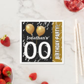 Ballonnen Confetti Modern Birthday B01 ZWART GOUD Servetten (Insitu)