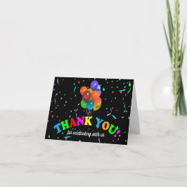 Ballonnen & Confetti op zwart | Bedankt kaart