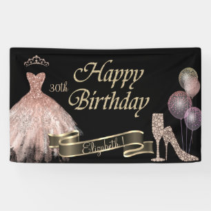 Ballonnen,Diamanten Glas,Hak, Jurk, Zwart Spandoek