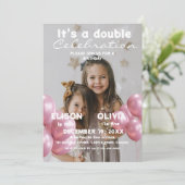 Ballonnen Dubbele Viering Foto Kinderen Verjaardag Kaart (Staand voorkant)