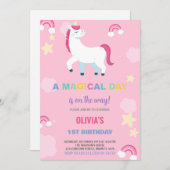Ballonnen Eenhoorn Verjaardag Uitnodigingen (Voorkant / Achterkant)