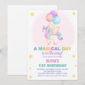 Ballonnen Eenhoorn Verjaardag Uitnodigingen (Voorkant / Achterkant)