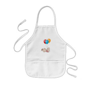 ballonnen en babymeisje op het schort achter Kind
