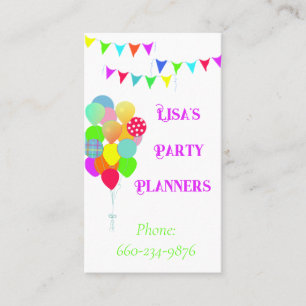 Ballonnen en Banner Party Planner Visitekaartje