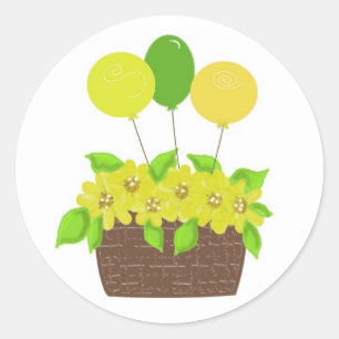 Ballonnen en Bloemen Ronde Sticker