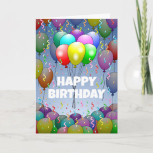 Ballonnen en confetti op een verjaardagskaart kaart