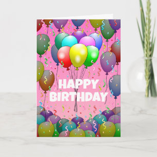 Ballonnen en confetti op een verjaardagskaart kaart