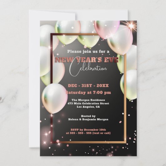 Ballonnen en Confetti Oud en Nieuw Kaart (Voorkant)