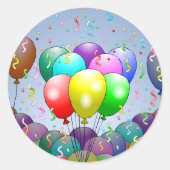 Ballonnen en confetti ronde sticker (Voorkant)