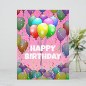 Ballonnen en Confetti Verjaardag Kaart (Staand voorkant)