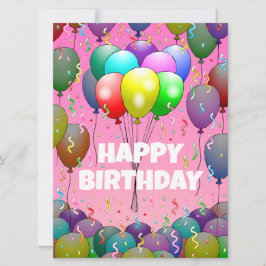 Ballonnen en Confetti Verjaardag Kaart