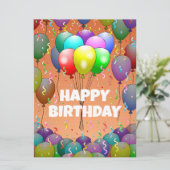 Ballonnen en Confetti Verjaardag Kaart (Staand voorkant)