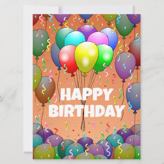 Ballonnen en Confetti Verjaardag Kaart (Voorkant)