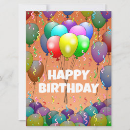 Ballonnen en Confetti Verjaardag Kaart