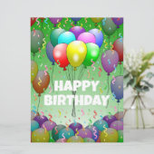Ballonnen en Confetti Verjaardag Kaart (Staand voorkant)