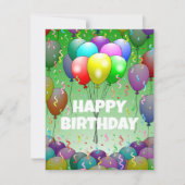 Ballonnen en Confetti Verjaardag Kaart (Voorkant)