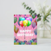 Ballonnen en Confetti Verjaardag Kaart (Staand voorkant)