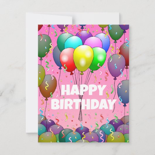 Ballonnen en Confetti Verjaardag Kaart (Voorkant)