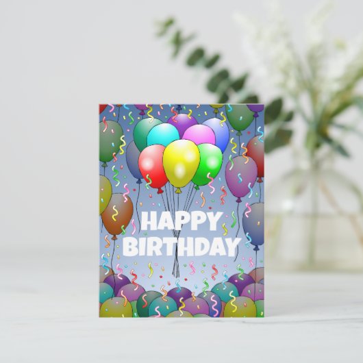 Ballonnen en Confetti Verjaardagskaart Feestdagenkaart (Staand voorkant)