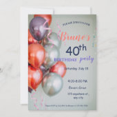 Ballonnen en Confetti verjaardagsuitnodiging Kaart (Voorkant)