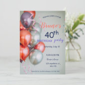 Ballonnen en Confetti verjaardagsuitnodiging Kaart (Staand voorkant)