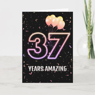 Ballonnen en confetti voor 37ste verjaardag kaart