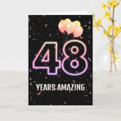 Ballonnen en confetti voor 48e verjaardag kaart (Gele Bloem)