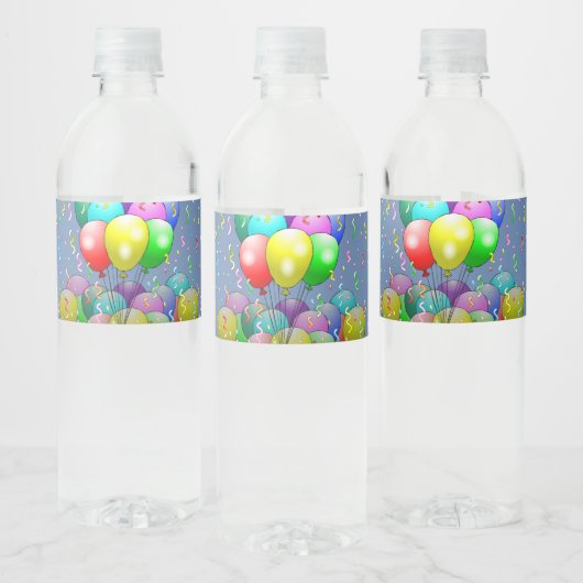 Ballonnen en confetti waterfles etiket (Flessen)