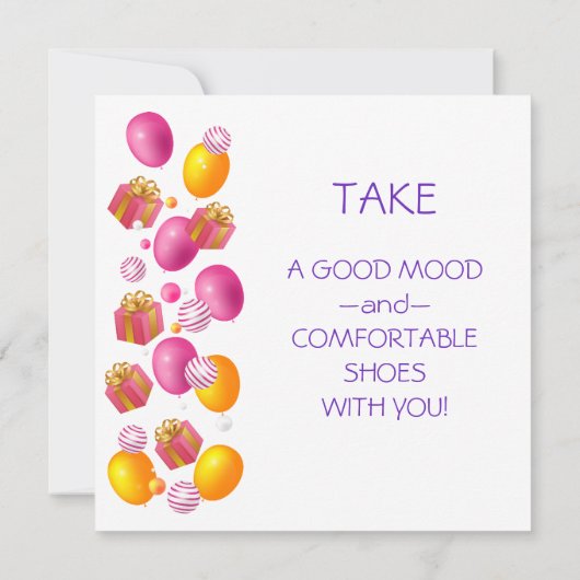 ballonnen en geschenken. Elegant jarig Kaart (Achterkant)