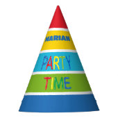 Ballonnen en kleurstrepen feesttijd feesthoedjes (Voorkant)