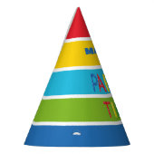 Ballonnen en kleurstrepen feesttijd feesthoedjes (Links)