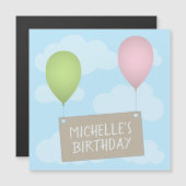 Ballonnen en Label Verjaardag Magnetische Kaart (Voorkant / Achterkant)