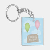 Ballonnen en Label Verjaardag Sleutelhanger (Voorkant Links)