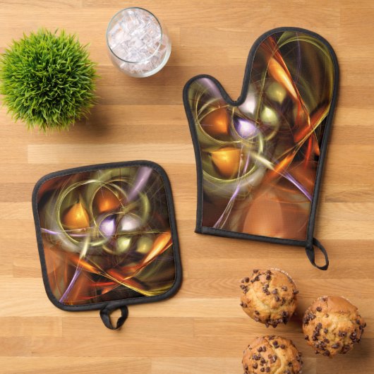 Ballonnen en Lint Abstract Ovenwant & Pannenlap Set (Top down)