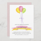 Ballonnen en linten | verjaardagsuitnodiging kaart (Voorkant / Achterkant)