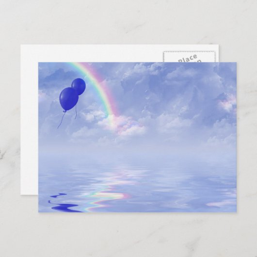 Ballonnen en regenboog briefkaart (Voorkant / Achterkant)
