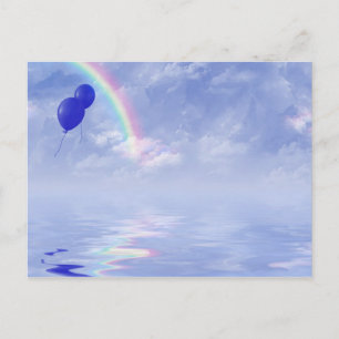 Ballonnen en regenboog briefkaart