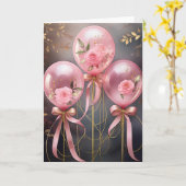 Ballonnen en Rozen, 5" x 7" Vouwkaart Kaart (Gele Bloem)