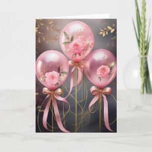 Ballonnen en Rozen, 5" x 7" Vouwkaart Kaart
