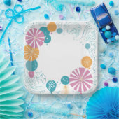 ballonnen en sterren papieren bordje (Feest)