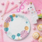 ballonnen en sterren papieren bordje (Feest)