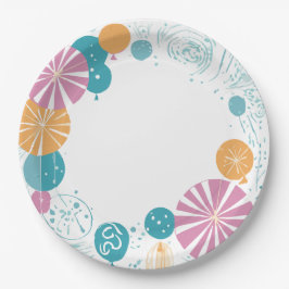 ballonnen en sterren papieren bordje