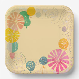 ballonnen en sterren papieren bordje